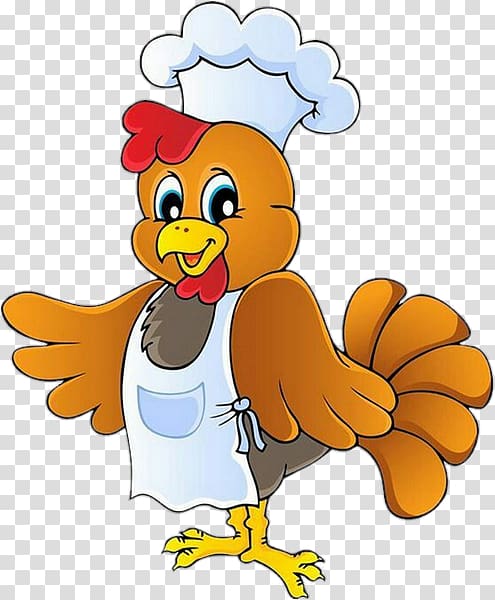 Chicken Buffalo wing Chef Cartoon, Poule transparent.