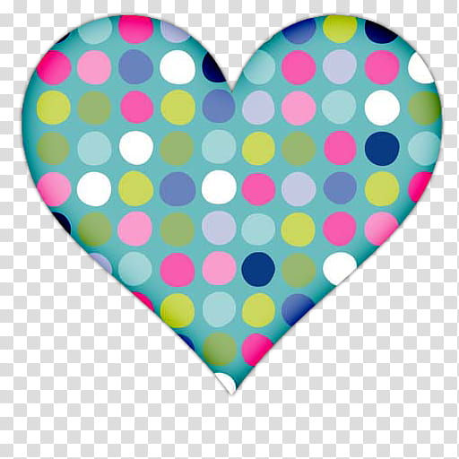 Heart Icons, multicolored polka.