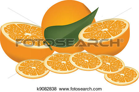 Clip Art of Fruit slices and portions k9082838.