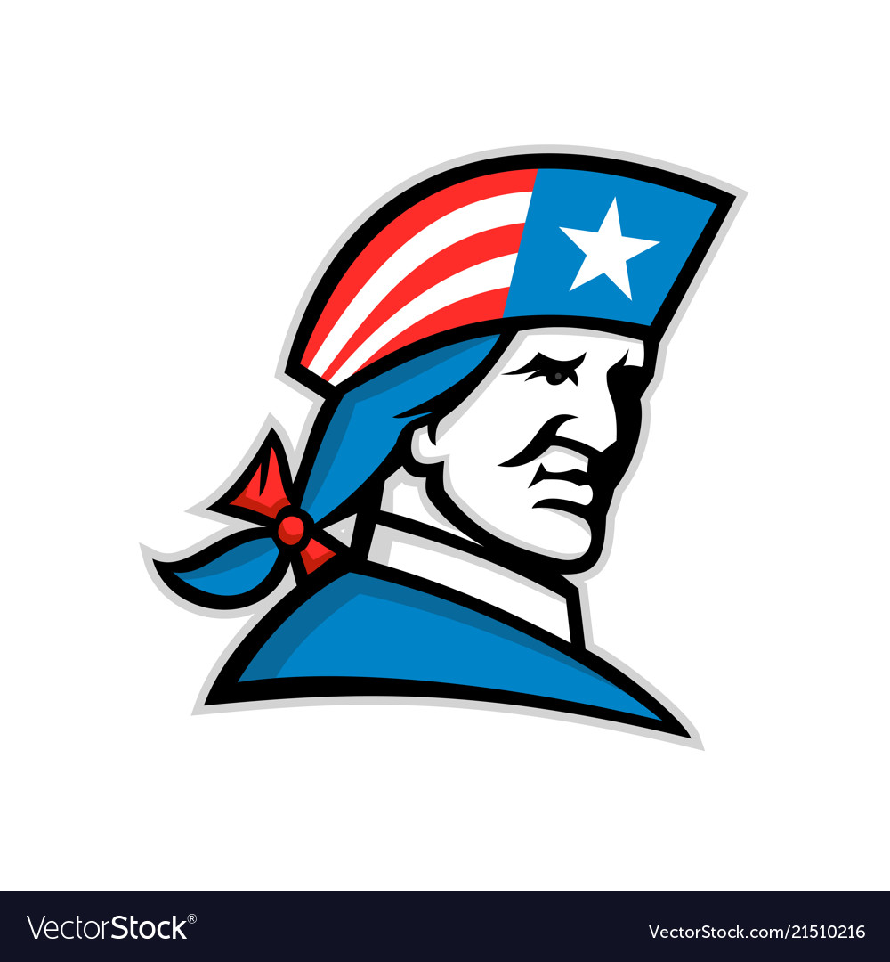 American patriot head usa flag mascot.