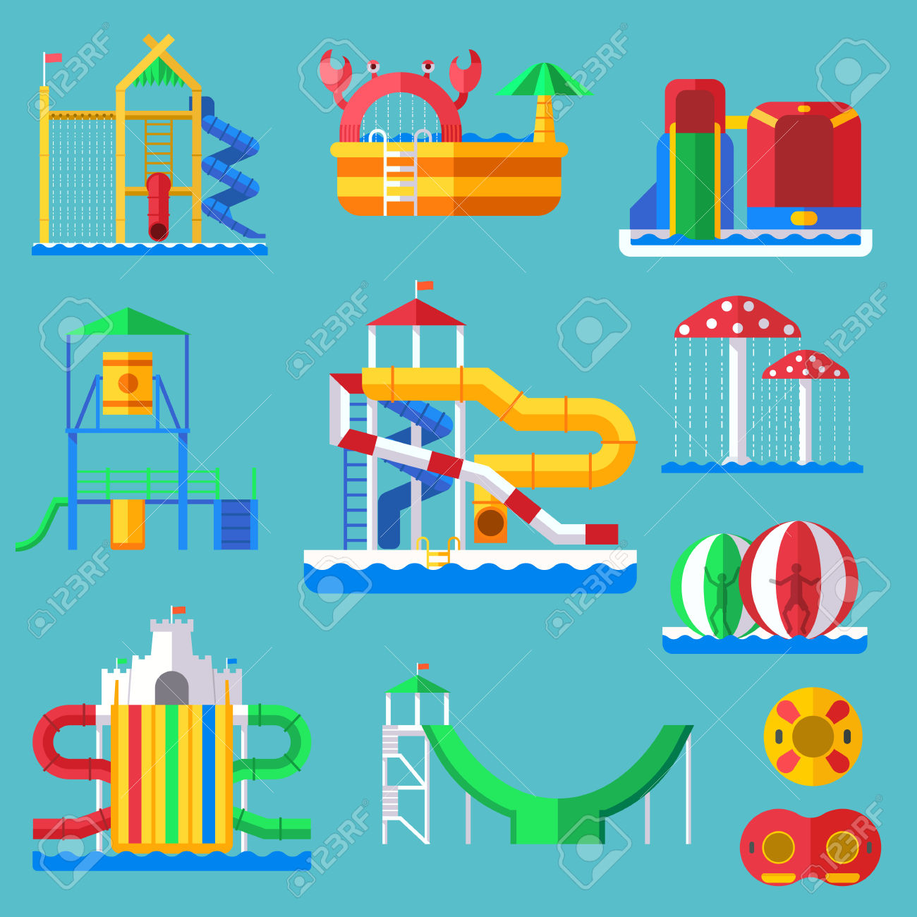 90 Aquapark Holiday Stock Vector Illustration And Royalty Free.