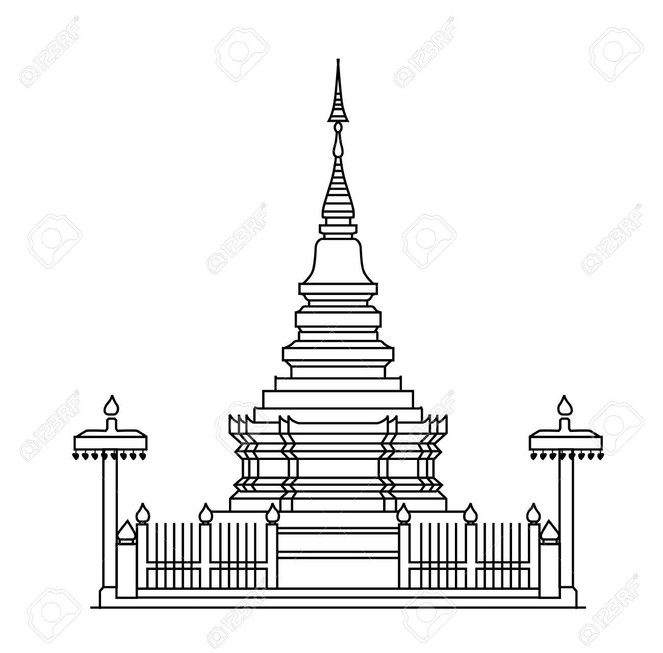 Buddhist Temple Clipart Black And White.