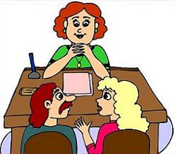 Parent and teacher conference Clipart.