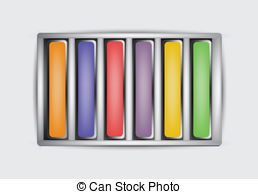 Vectors Illustration of Chalk box, pastels.