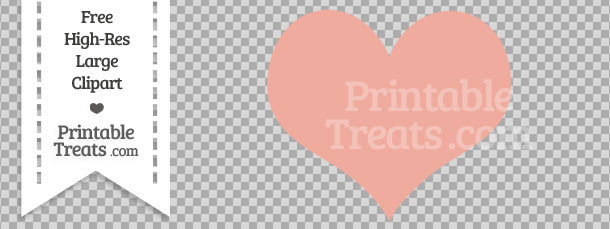 Pastel Coral Heart Clipart — Printable Treats.com.