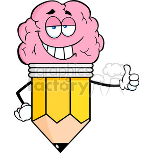 5924 Royalty Free Clip Art Clever Pencil Cartoon Character With Big Brain  Giving A Thumb Up clipart. Royalty.