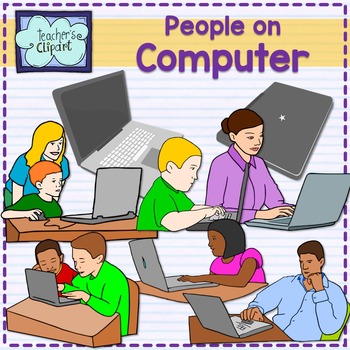 People working on computer Clip Art.