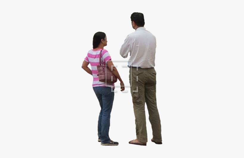 Cutout Photo Of Two Indecisive People Standing.