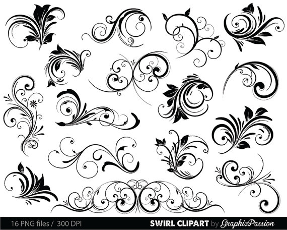 Swirls Clipart Digital Swirls Clip Art Vector Swirls.