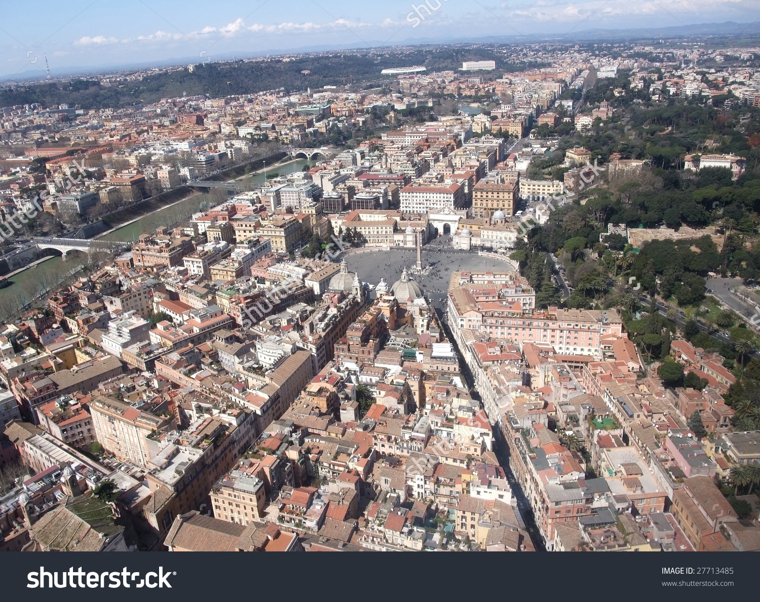 Piazza Del Popolo Aerial Rome Italy Stock Photo 27713485.