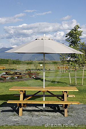 Picnic Table Umbrella Royalty Free Stock Photo.