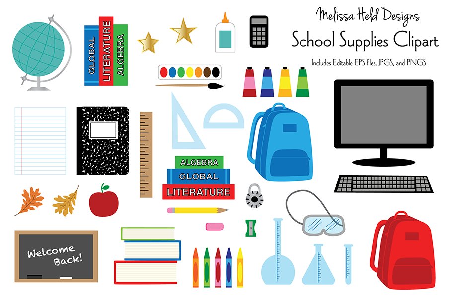 School Supplies Clipart.