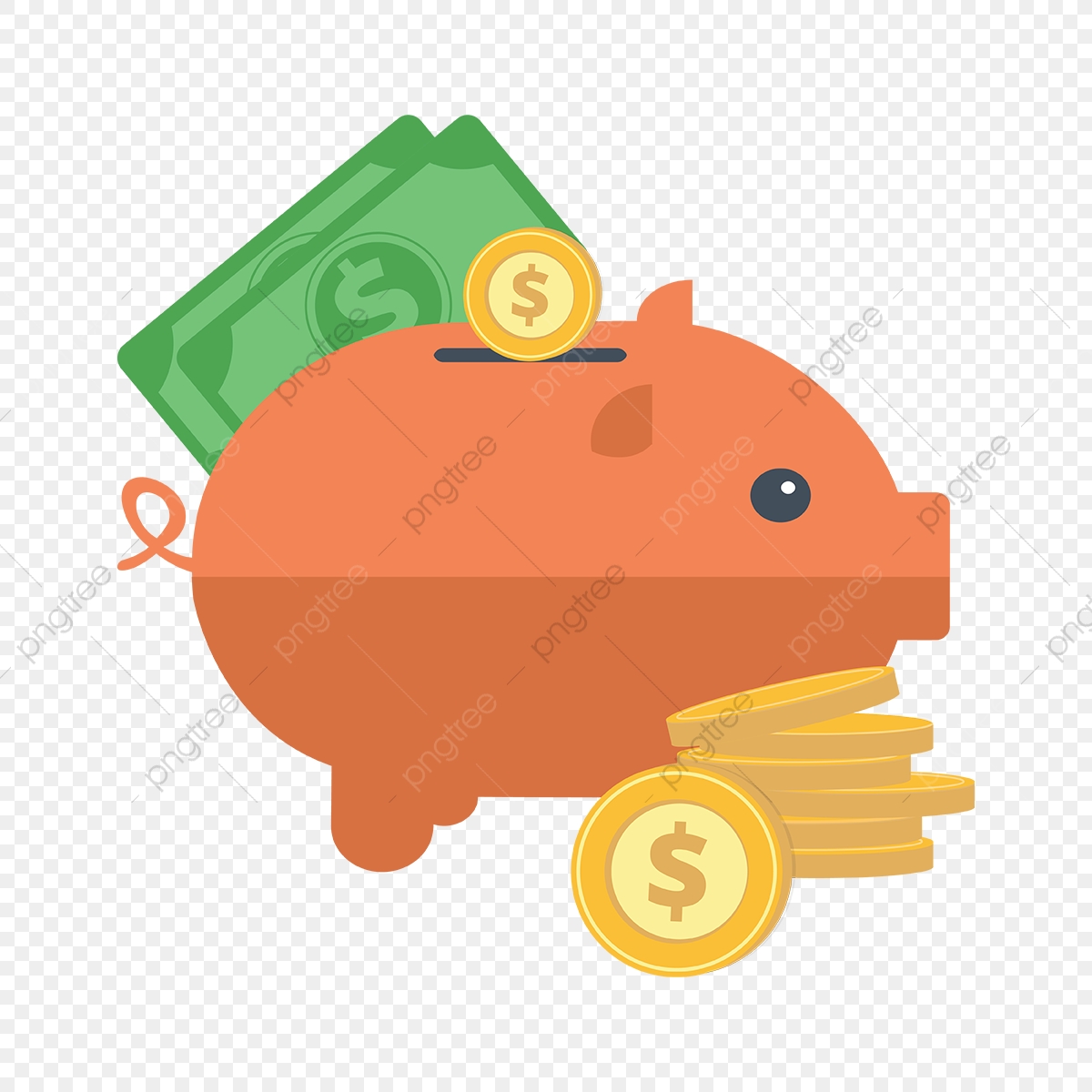 Piggy Bank With Coins, Cartoon, Piggy, Piggy Bank PNG and.