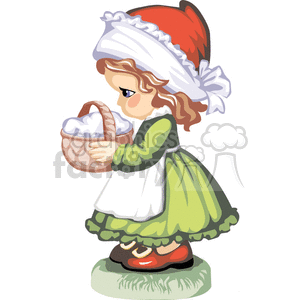 A little pilgrim girl carrying a basket clipart. Royalty.