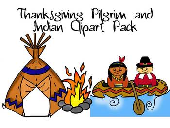 Thanksgiving Pilgrim and Indian Clipart Pack by Learning 4 Keeps Design!.