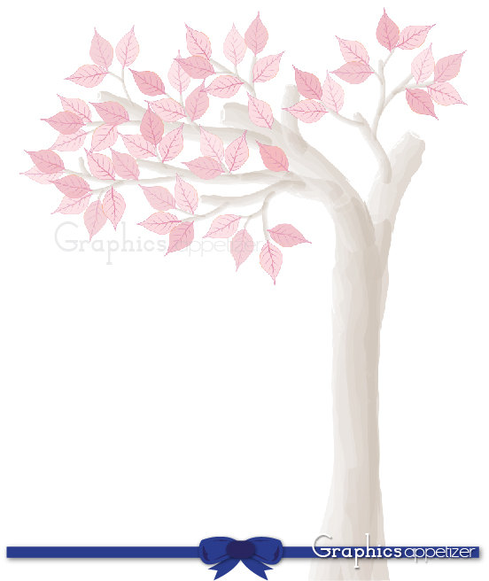 Digital Clip Art Tree Branches Pink leaves Personal and.