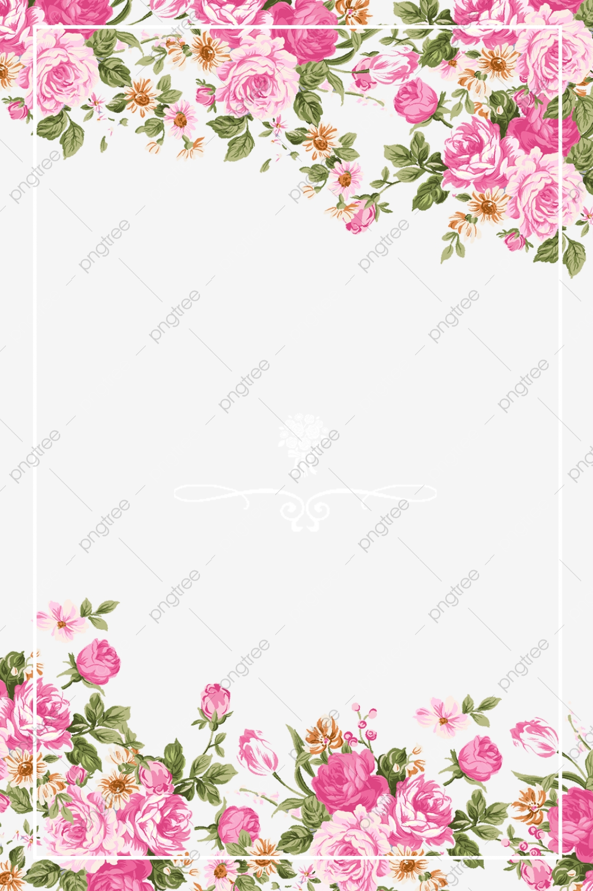 Pink Roses Border, Pink, Hand Painted, Rose PNG Transparent.