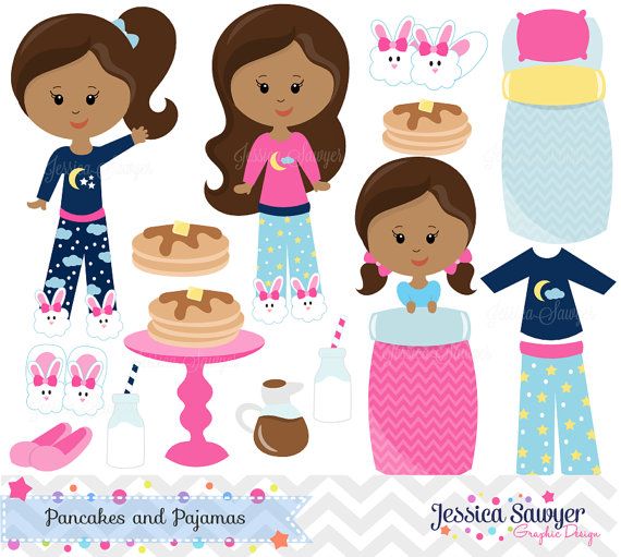 INSTANT DOWNLOAD, pancakes and pjs clipart and vectors for.