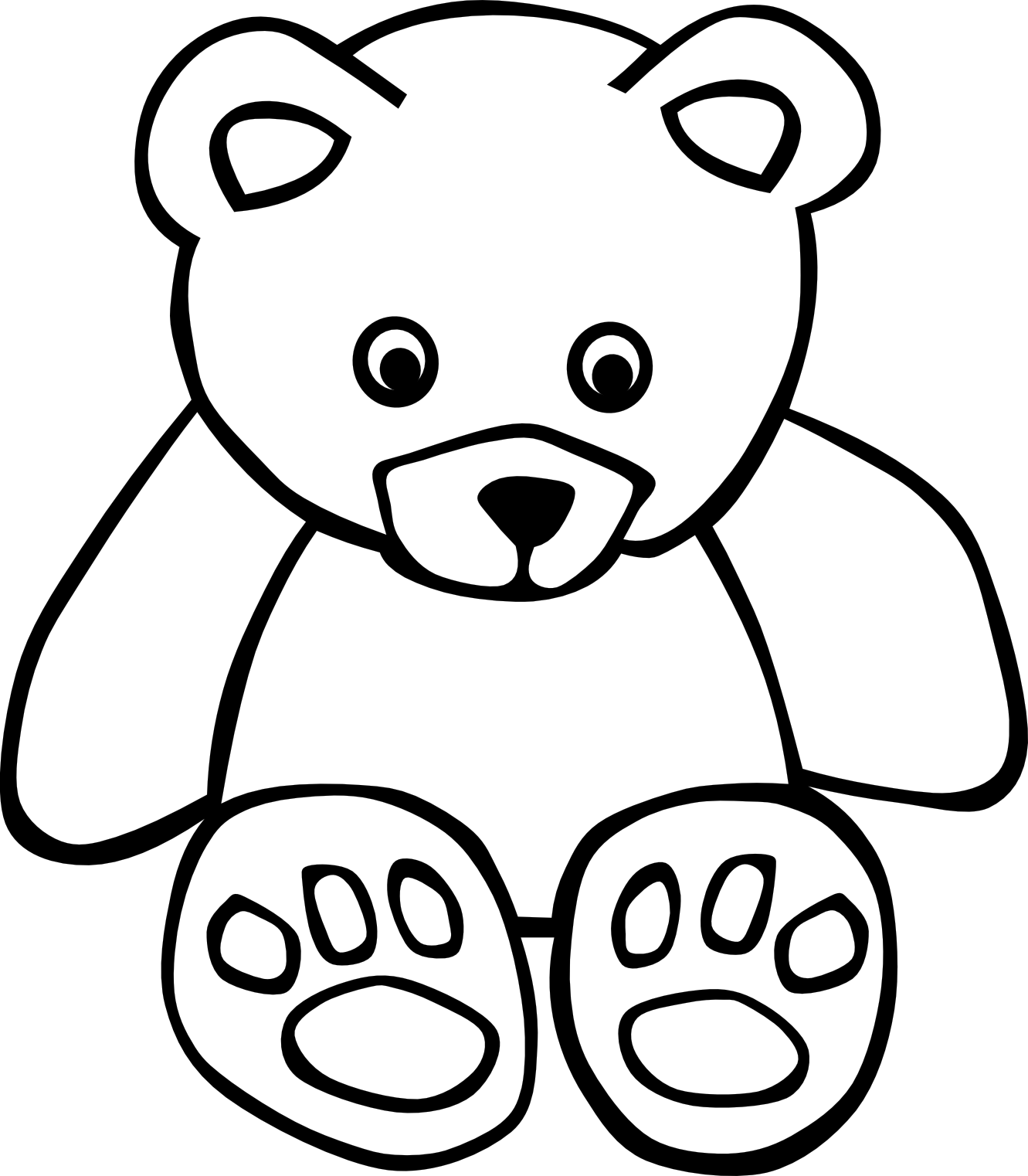 Stuffed animal reading clipart black and white.