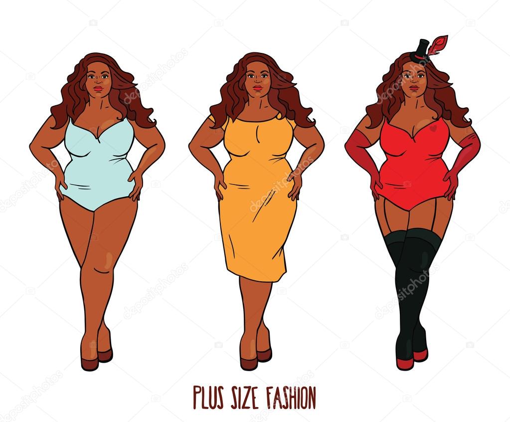 Beautiful African american woman with curves, plus size models.