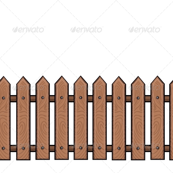 Seamless Cartoon Wooden Fence.