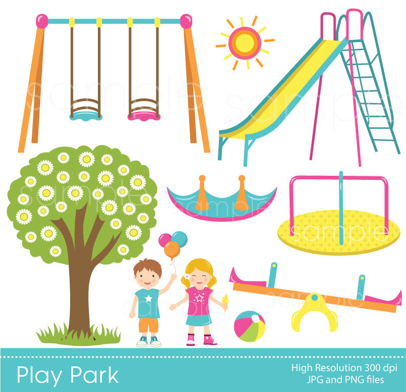 Play Park Clipart, Playground Clipart, Swings Ride Clp art, only.