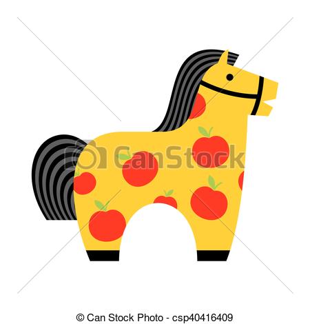 Vector Clipart of Kids toy horse apples. hoss for children.