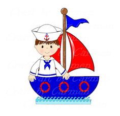 Sailor clip art, boat, baby boy, cute sailor, ahoy, baby shower.