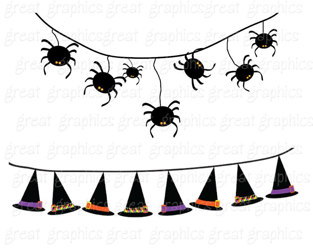 Halloween Bunting Halloween Clipart Digital Halloween Clip Art Witch Hat  Candy Corn Jack O Lantern Printable Clipart.