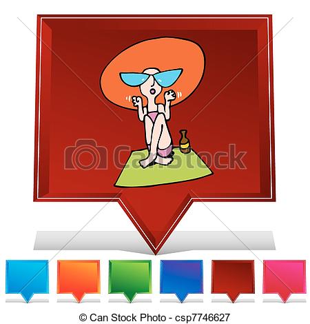 Vectors Illustration of Sun Protection Woman Gemstone Button Set.