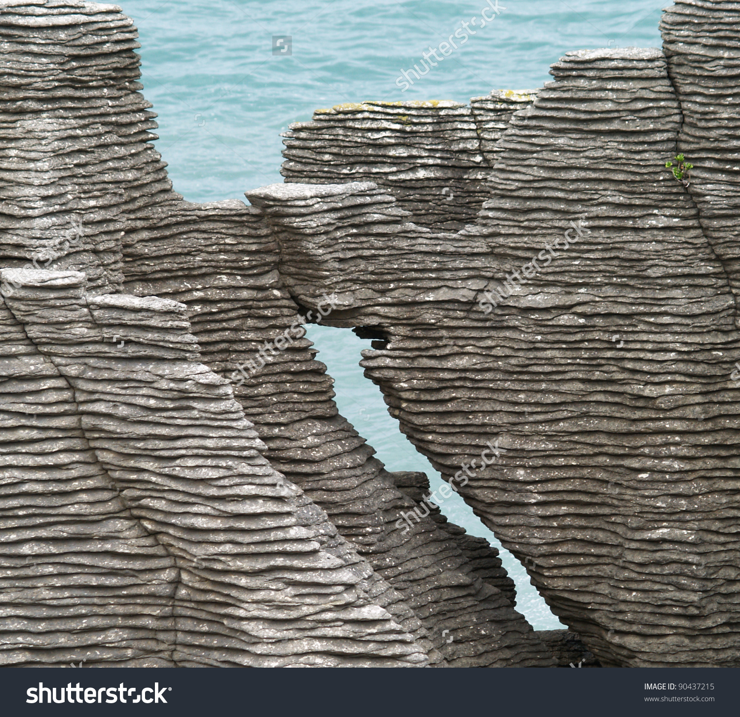 Detail Pancake Rocks Punakaiki South Island Stock Photo 90437215.