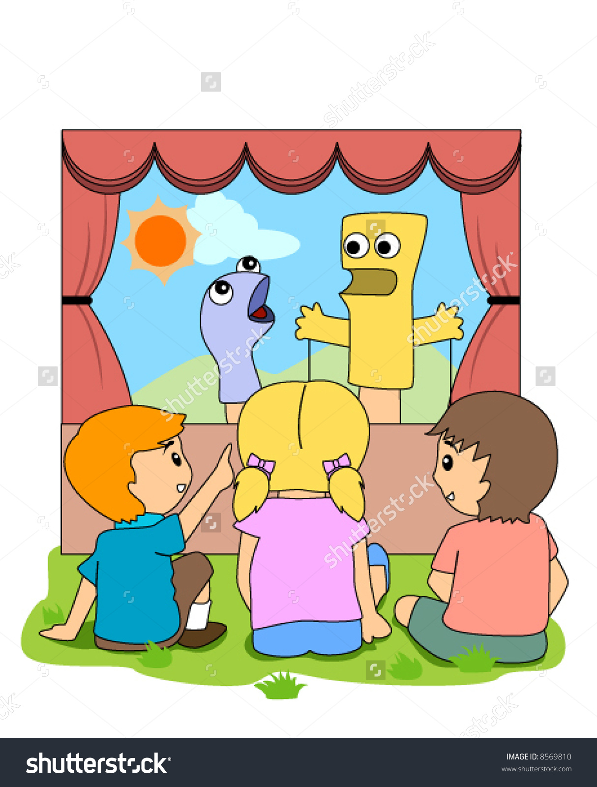 Children Watching Puppet Show Vector Stock Vector 8569810.