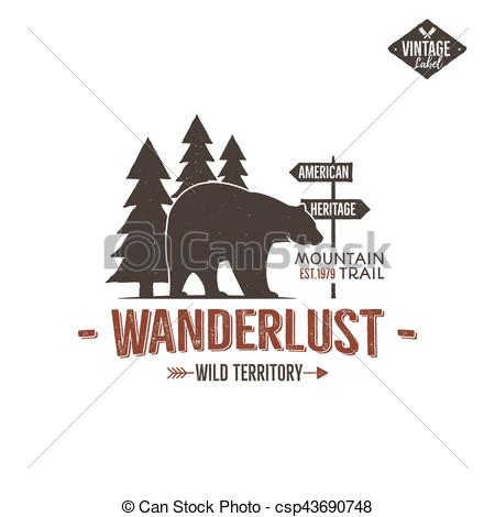 EPS Vector of Vintage wild emblem. Retro wilderness patch.