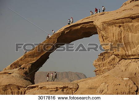 Stock Images of Rock bridge, Wadi Rum, Jordan 3017816.