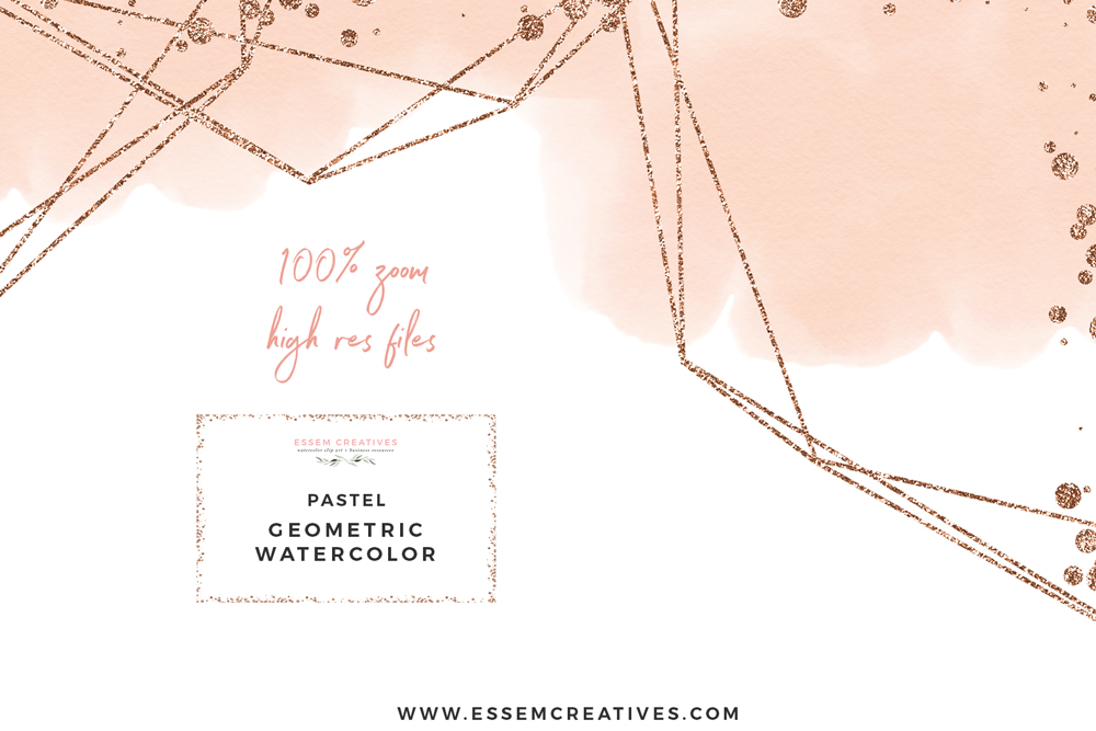 Light & Airy Watercolor Geometric Borders and Digital Paper Backgrounds.