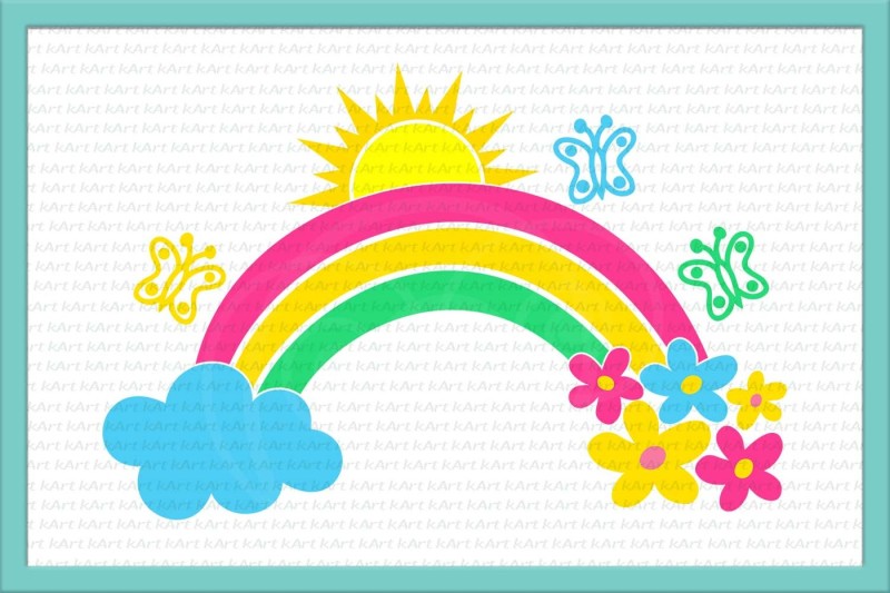 Free rainbow svg, rainbow and cloud svg, rainbow and flowers.