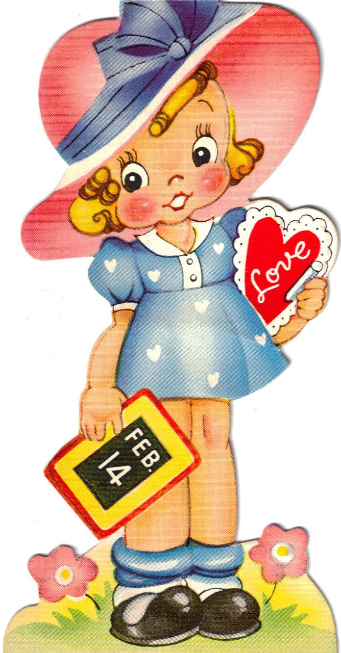 Free freebie printable retro valentine girl.