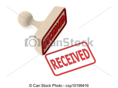 Clipart of Wooden stamp with received word.