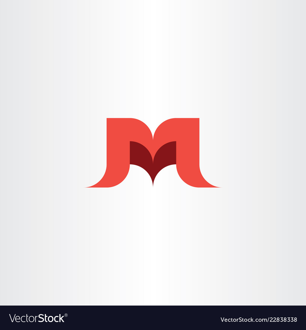 Letter m and v red logo mv icon.