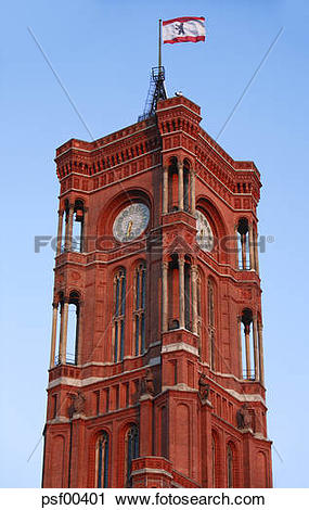 Stock Photography of Germany, Berlin, Clock tower of the Town Hall.