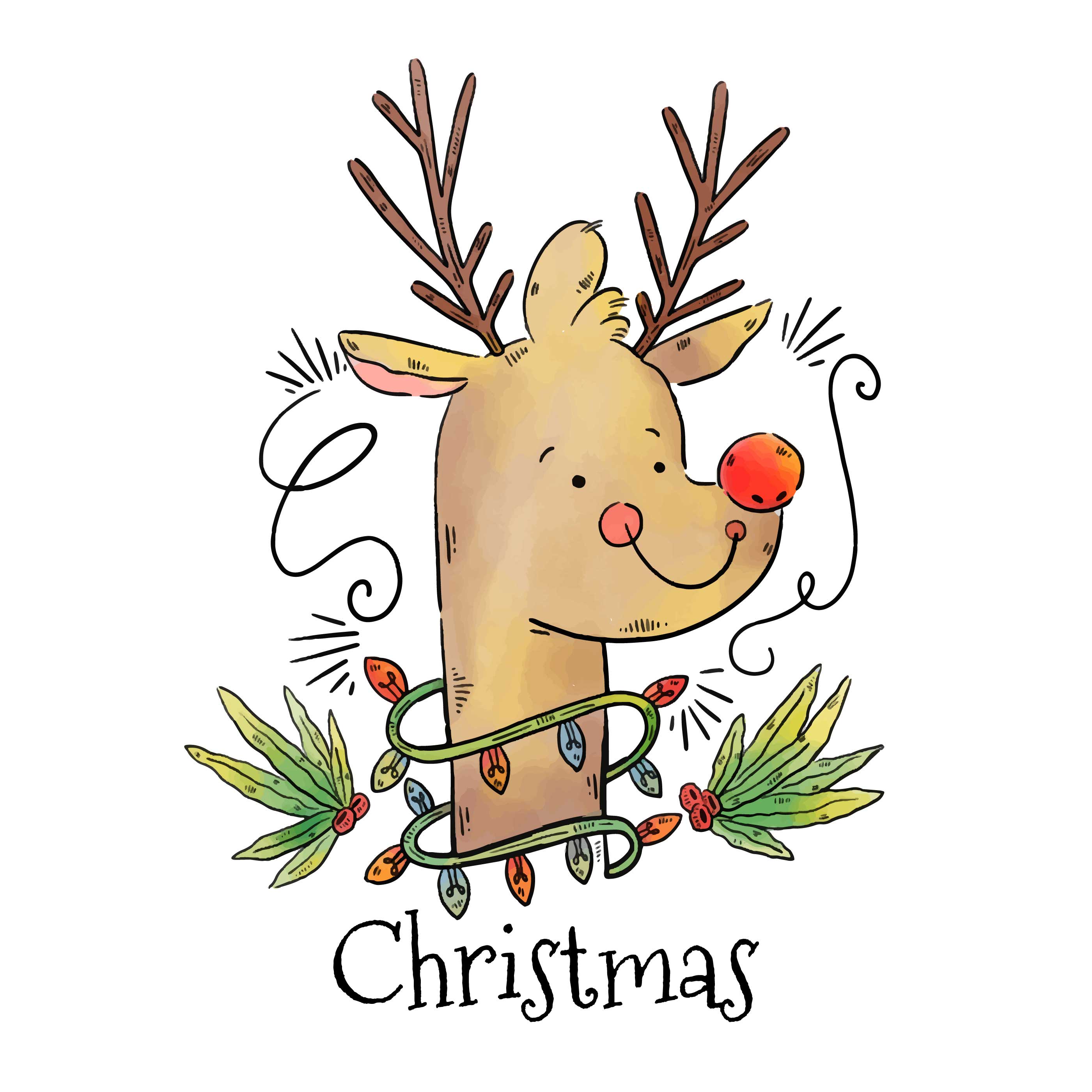 Rudolph Reindeer Free Vector Art.