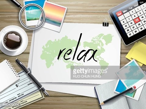 relax word written on paper Clipart Image.