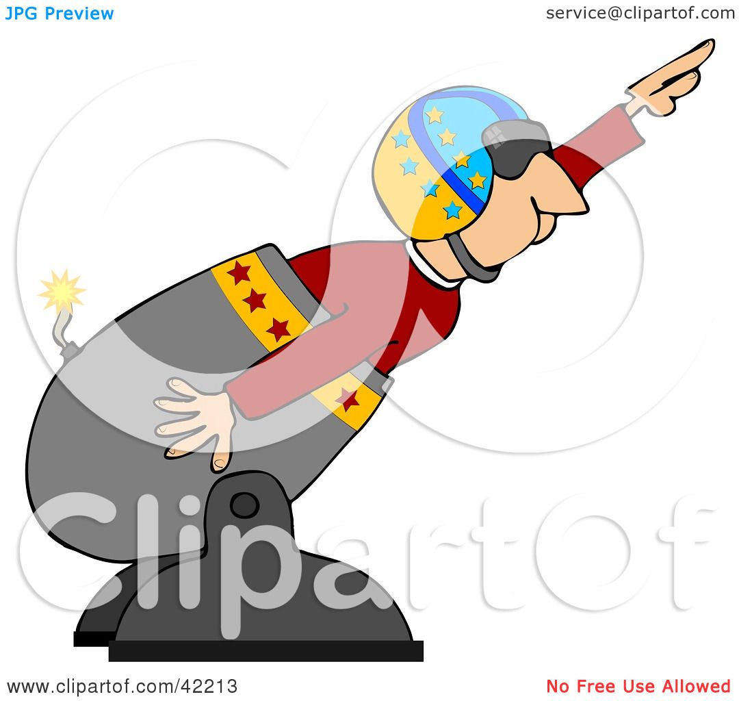 Clipart Illustration of a Male Human Cannonball In A Helmet.