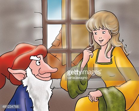 Rumpelstiltskin and the beautiful princess Clipart Image.