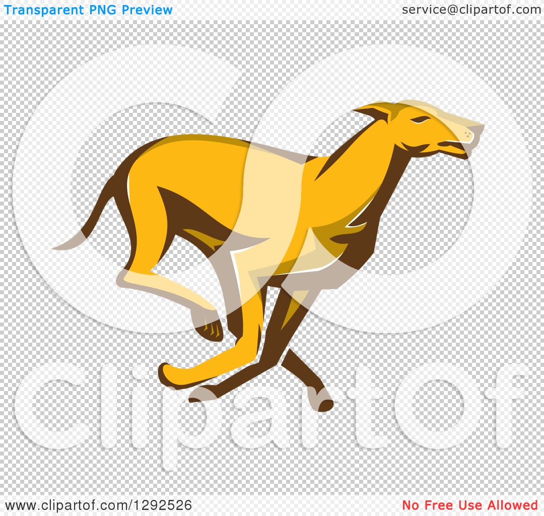 Clipart of a Retro Cartoon Greyhound Dog Running.