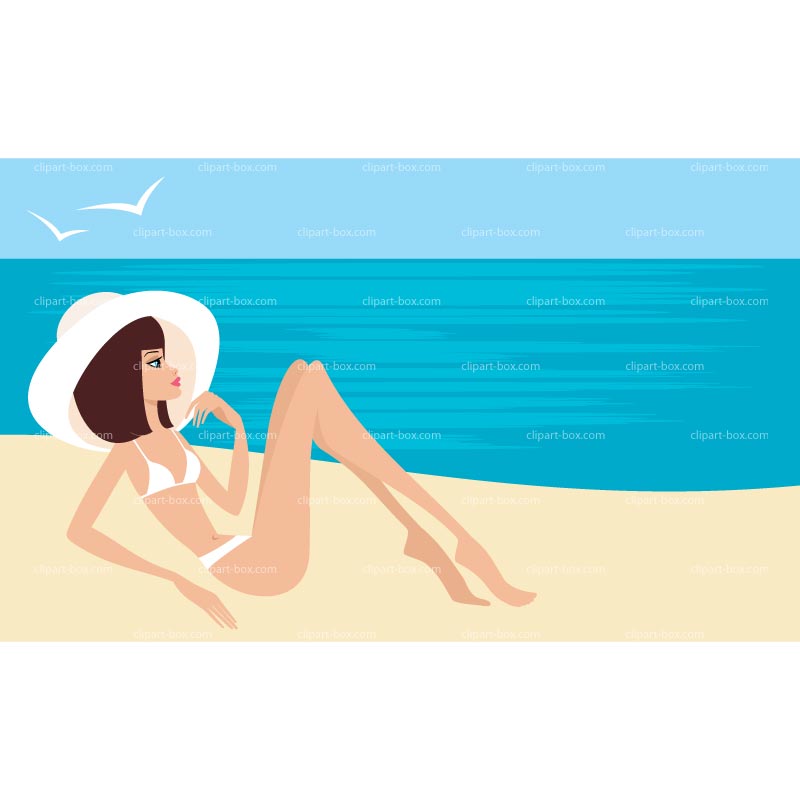 CLIPART GIRL ON THE BEACH.