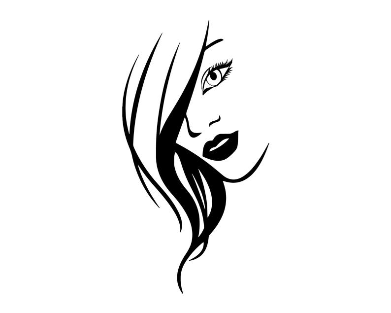 Woman Face SVG, Woman Head SVG, Lady Face SVG, Female Head, Lady Decal,  Woman Silhouette, Hair Silhouette, Woman Clipart, Instant Download.