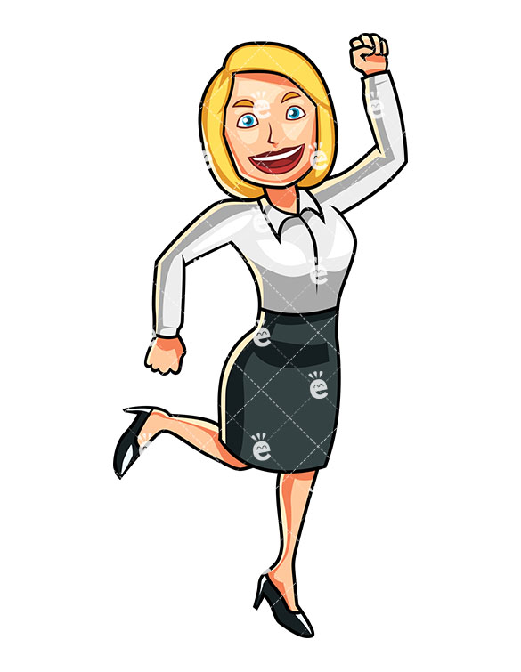 A Happy Business Woman Jumping.