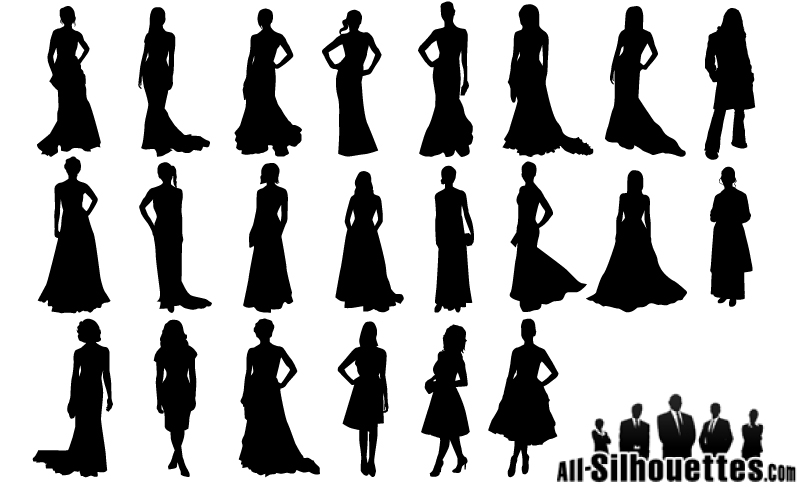 Elegant evening dress girl silhouette vector material elegant.