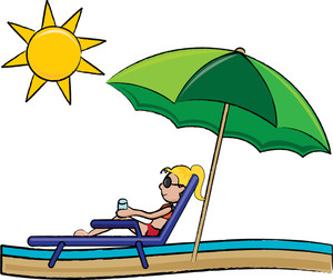 Summer Clipart ,a Woman Sunbathing.